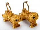 Antique Asian High Karat Gold Lion Earrings