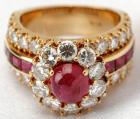 Beautiful Lady's Ruby, Diamond, 18K Yellow Gold Ring