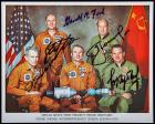 Signed Color Litho of Complete Crew of Five (Leonov, Kubasov, Stafford, Slayton, & Brand), Plus President Ford