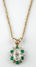 14K White Gold, Emerald and Diamond Necklace