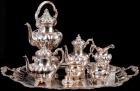 Magnificent 9 Piece Alberto Fornari Coffee and Tea Set with Tray