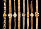 Lot of Vintage Women's 14K Yellow and White Gold Watches with Gold Bands: