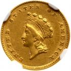 1855-D $1 Gold Indian NGC AU58