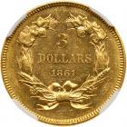 1861 $3 Gold NGC MS60 - 2