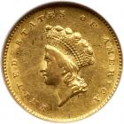 1855 $1 Gold Indian NGC AU58