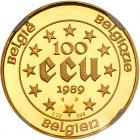 Belgium. Piedfort 100 Ecu, 1989 NGC PF68 UC