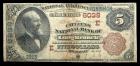 1882, $5 National Bank Note. Brown Back. Citizens NB of Long Branch, NJ Very Goo