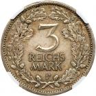 Germany. 3 Reichsmark, 1932-F NGC AU55 - 2