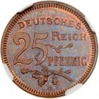 Germany. Pattern 25 Pfennig, 1908-D NGC PF64 BR - 2