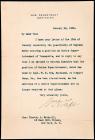 Taft, William H. -- Typed Letter Signed as Secretary of War