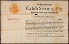 Strong, Caleb -- Military Appointment Signed as Governor of Massachusetts