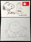 Two Excellent Charles Schulz Sketches & Autographs and One Walter Lantz