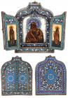 Exceptional Russian Silver Gilt and Cloisonne Triptych, Russian Mother of God ca. 1910