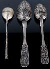 3 Different Russian Silver Spoons, Two With Enamel Details