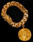 Lady's 18K Bracelet with 50 Peso Gold Coin, Impressive Weight