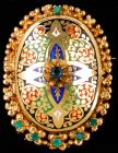 Beautiful 19th Century 18K Gold and Enamel Locket with Emeralds and Sapphire - 2