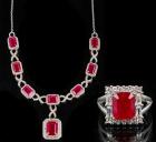 Lady's Lovely Mahaleo Ruby and Sterling Silver Necklace and Ring