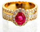 Dazzling, Lady's 18K Yellow Gold 1ct. Ruby and Diamond Ring