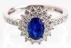 Beautiful Lady's 14K White Gold, Diamond and 1ct. Sapphire Ring