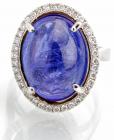 WITHDRAWN - Lady's Spectacular 14K White White Gold and 18ct. Natural Tanzanite Cabochon with Diamond Accents