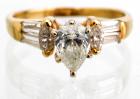 Lady's 14K Yellow Gold Pear Shaped Diamond Engagement Ring