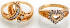 Two Lady's Vintage Yellow Gold Rings with Diamond Accents