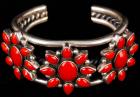 Superb Navajo Sterling Silver and Coral Cuff Bracelet - 2