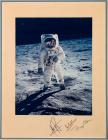 Moon Photo Signed by All Three Apollo 11 Astronauts: Armstrong, Aldrin, and Collins