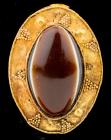 Near Eastern Gold and Agate Brooch With Triangles