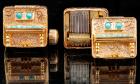 Gene Autry's Vintage 14K Yellow Gold and Turquoise Player Piano Cufflinks That Play Music