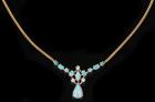 Wonderful Lady's 14K Yellow Gold, Opal and Diamond Necklace