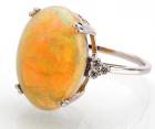 Impressive Lady's 14K White Gold and Large Opal Ring with Diamond Accents - 2