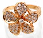 Lady's 14K Yellow Gold and Diamond Ring in a Blossom Pattern