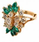 Lady's 14K Yellow Gold Diamond and Emerald Cocktail Ring - 2