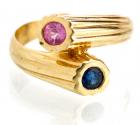 Lady's 14K Yellow Gold Sapphire and Pink Tourmaline Ring