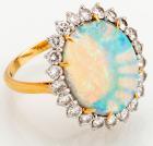 Beautiful 18K Yellow Gold, Platinum, Opal and Diamond Ring - 2