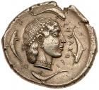 Sicily, Syracuse. Second Democracy. Silver Tetradrachm (17.24 g), 466-405 BC EF - 2