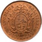 Bolivia, Republic, copper 2-Centavos 1883-EG