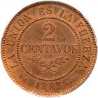 Bolivia, Republic, copper 2-Centavos 1883-EG - 2