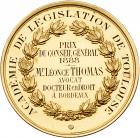 France/Law, Third Republic 1871-1940, Academie de Legislation de Toulouse, gold Prize Medal, 1888 - 2