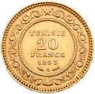 Tunisia as a French protectorate, coinage in the name of Ali Bey, gold 20-Francs, 1893A