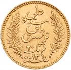 Tunisia as a French protectorate, coinage in the name of Ali Bey, gold 20-Francs, 1893A - 2