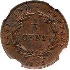 Straits Settlements. 1/4 Cent, 1845 NGC MS62 BR - 2