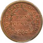 1868 Pattern Ten Cents. Copper, plain edge. Judd-648. Pollock-721 - 2