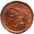 1851 C-1 R1 Second 1 Repunched PCGS graded MS64 Brown, CAC Approved