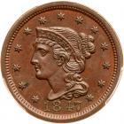 1847 N-37 R2 PCGS graded MS63 Brown