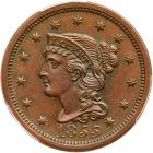 1855 N-10 R1 Italic 55 PCGS graded MS64 Brown