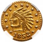 1853 California Gold Token. Indian. Round NGC MS63