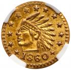 1860 California Gold Token. Indian. Reound NGC MS64