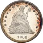 1866 Liberty Seated 25C. Motto PCGS PF65 DC